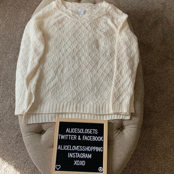 New York & Company Sweaters - Ivory/Gold Sequin Patterned Sweater